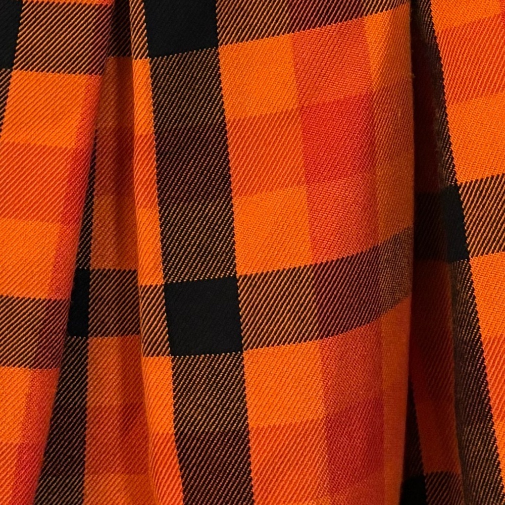 Hot Topic Plaid Skirt Pleated Orange Black Punk Goth Schoolgirl Cosplay Lined - Picture 6 of 8